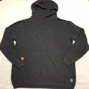 LINKSOUL Hoodie Shirt Men L Charcoal Gray Cashmere Blend Waffle Thermal Stretch